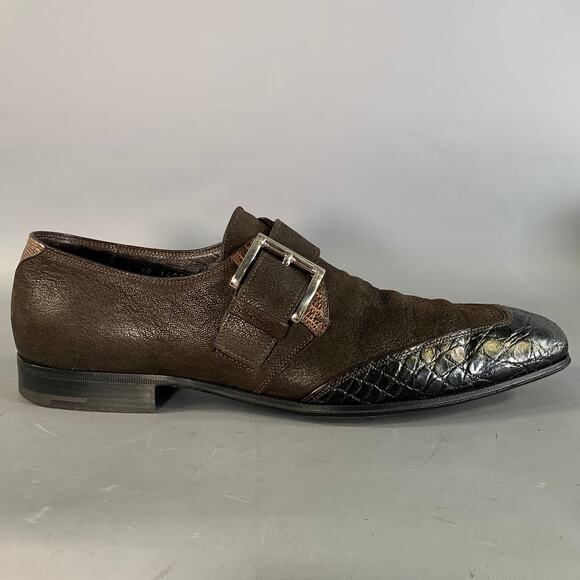 PRADA Size 8 Brown 2P 1403 Leather Monk Strap Loafers main image 9
